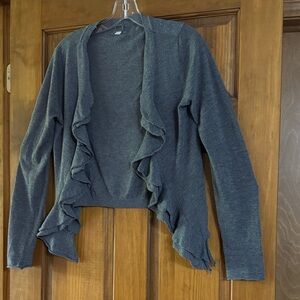 Poof! Charcoal Ruffled Cardigan